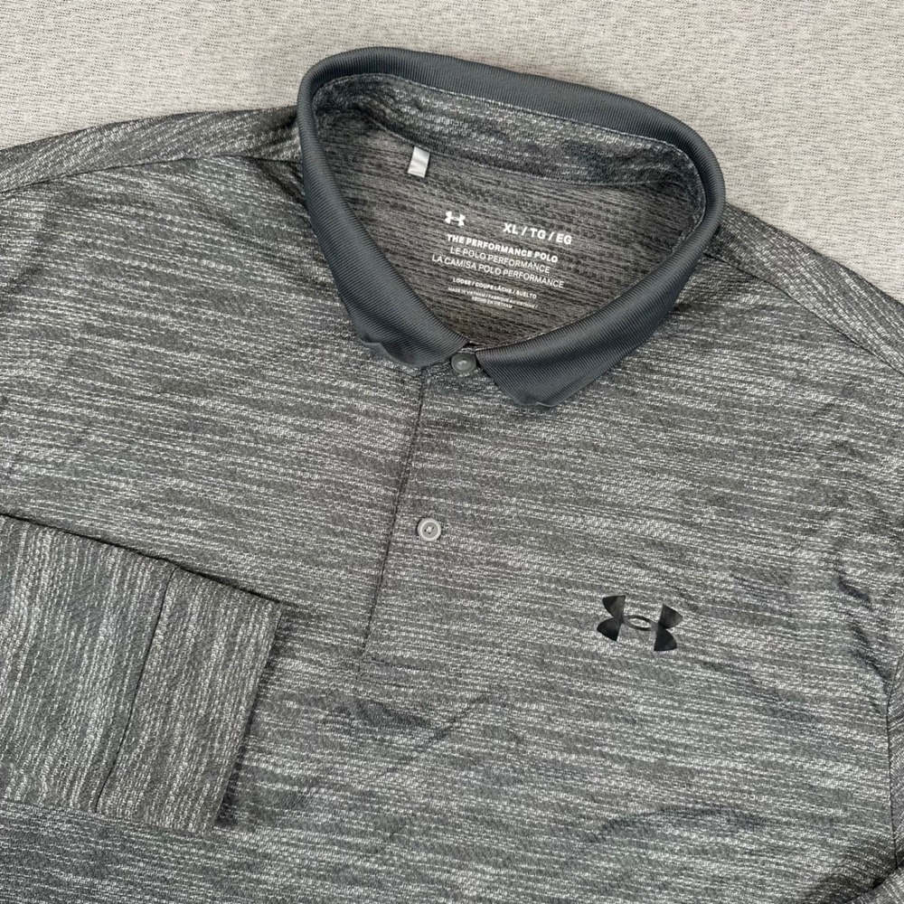 Under Armour The Performance Polo Shirt Mens XL Loose Grey Space Dye Long Sleeve